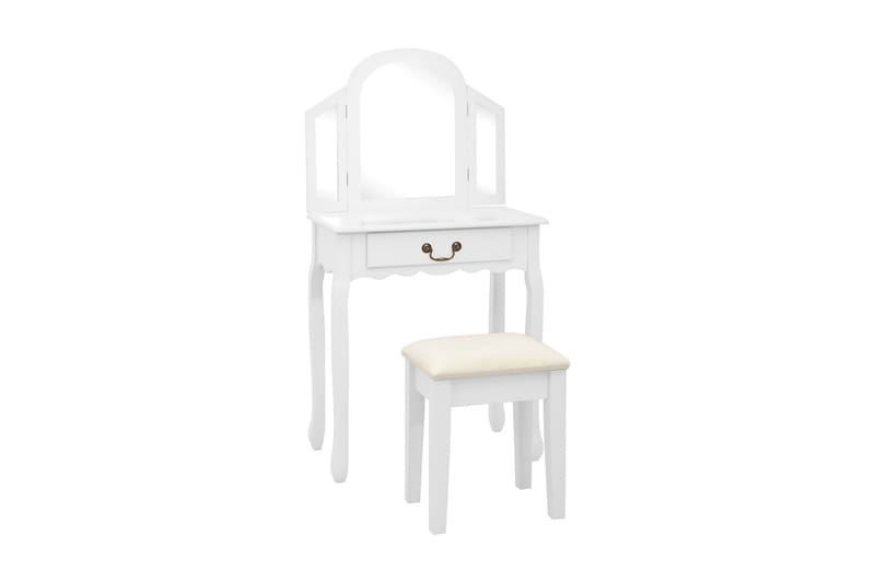 Sminkbord med pall vit 65x36x128 cm kejsarträ MDF - Vit - Möbler - Bord & matgrupper - Sminkbord & toalettbord