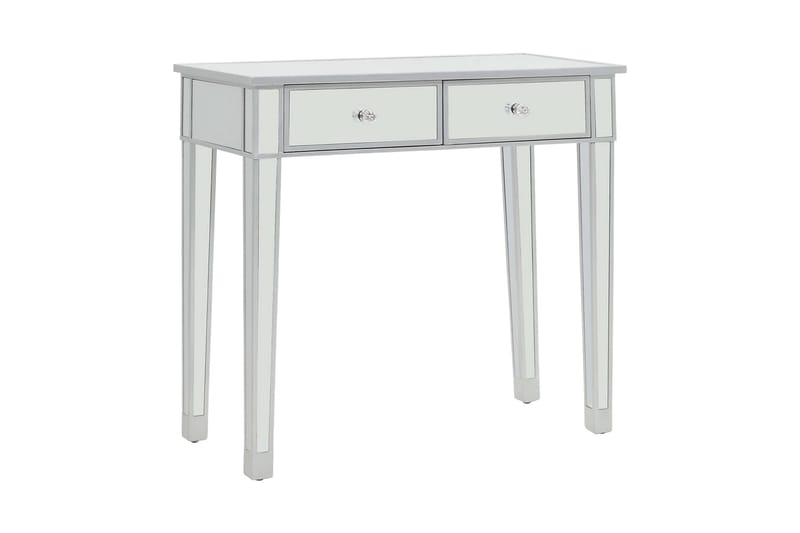 Sminkbord med pall spegellådor MDF och glas - Silver - Sminkbord & toalettbord - Spegelbord