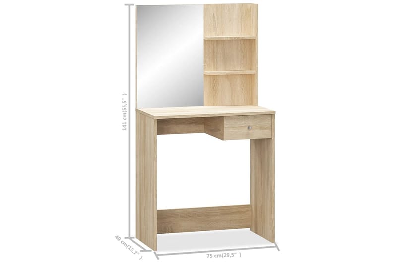 Sminkbord spånskiva 75x40x141 cm ek - Brun - Sminkbord & toalettbord - Sminkbord med spegel