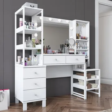 Sondal Sminkbord 145x141,8x40 cm - Vit - Möbler - Bord & matgrupper - Sminkbord & toalettbord
