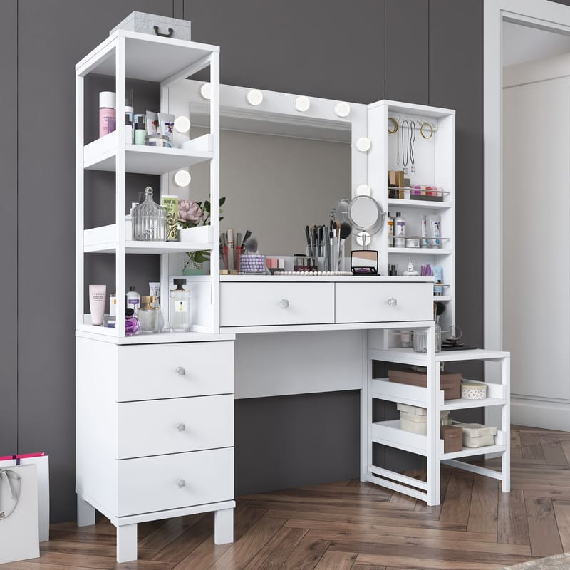 Sondal Sminkbord 145x141,8x40 cm - Vit - Möbler - Bord & matgrupper - Sminkbord & toalettbord