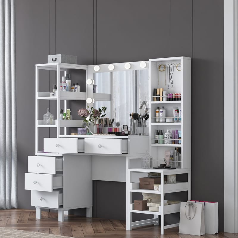 Sondal Sminkbord 145x141,8x40 cm - Vit - Möbler - Bord & matgrupper - Sminkbord & toalettbord