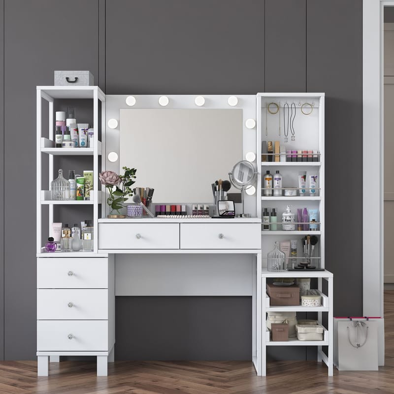 Sondal Sminkbord 145x141,8x40 cm - Vit - Möbler - Bord & matgrupper - Sminkbord & toalettbord