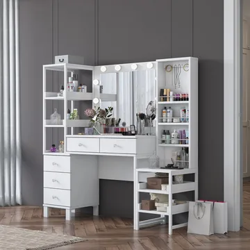 Sondal Sminkbord 145x141,8x40 cm - Vit - Möbler - Bord & matgrupper - Sminkbord & toalettbord