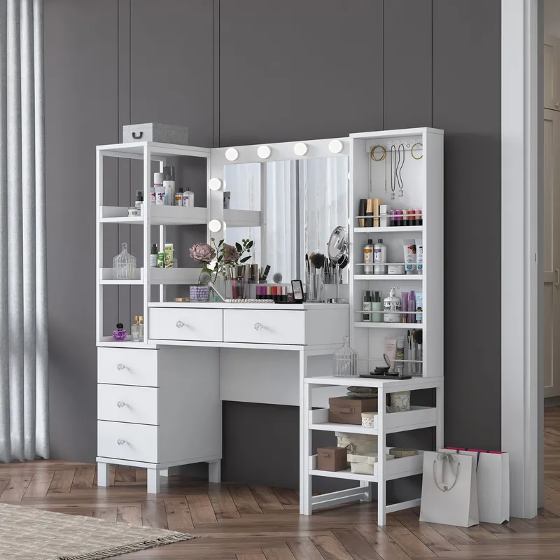 Sondal Sminkbord 145x141,8x40 cm - Vit - Möbler - Bord & matgrupper - Sminkbord & toalettbord