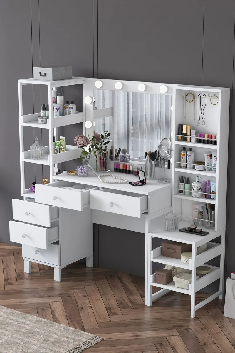 Sondal Sminkbord 145x141,8x40 cm - Vit - Möbler - Bord & matgrupper - Sminkbord & toalettbord