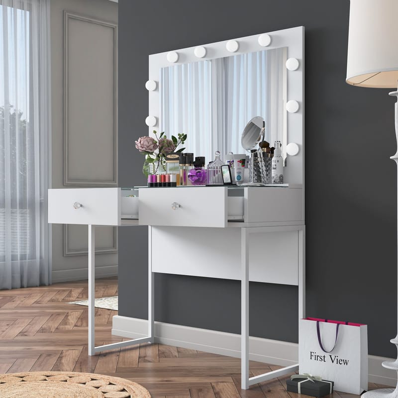 Tavren Sminkbord 90x141,8x40 cm - Vit - Möbler - Bord & matgrupper - Sminkbord & toalettbord