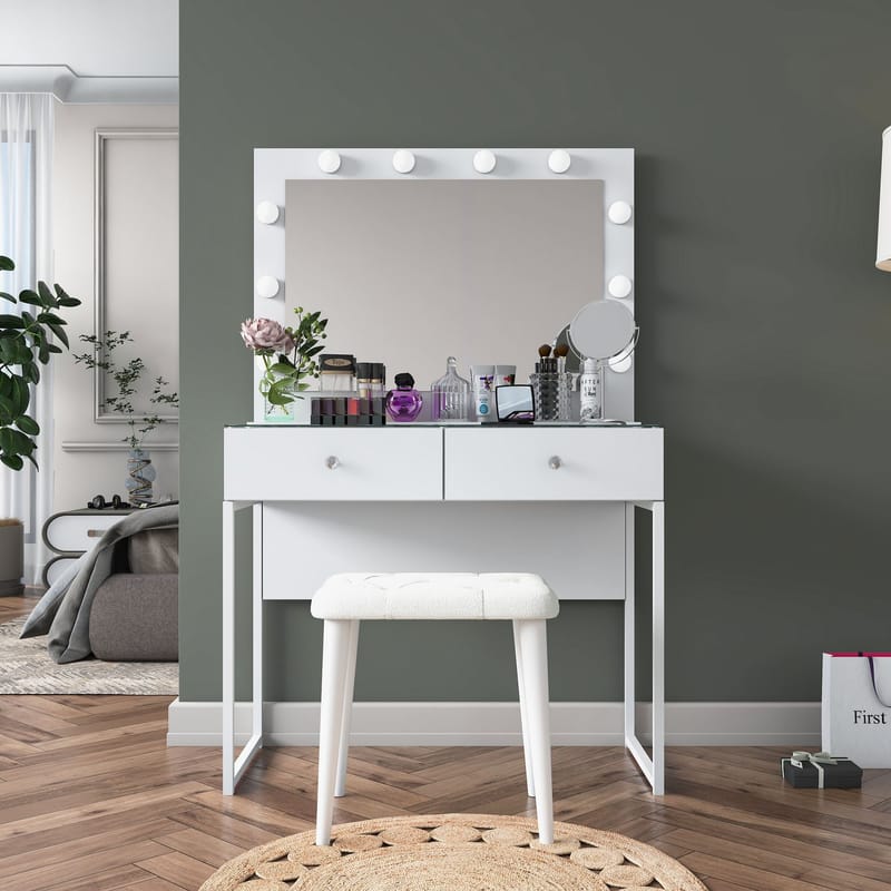 Tavren Sminkbord 90x141,8x40 cm - Vit - Möbler - Bord & matgrupper - Sminkbord & toalettbord