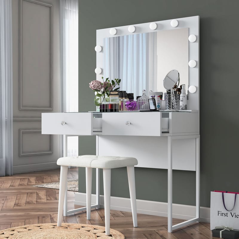 Tavren Sminkbord 90x141,8x40 cm - Vit - Möbler - Bord & matgrupper - Sminkbord & toalettbord
