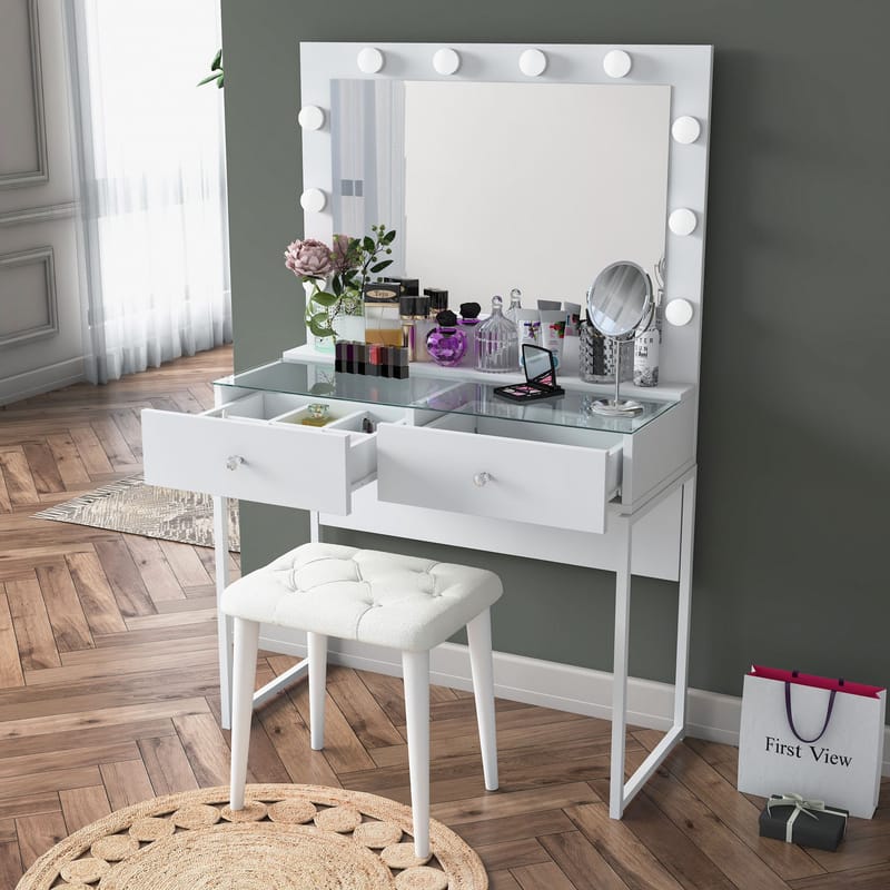 Tavren Sminkbord 90x141,8x40 cm - Vit - Möbler - Bord & matgrupper - Sminkbord & toalettbord