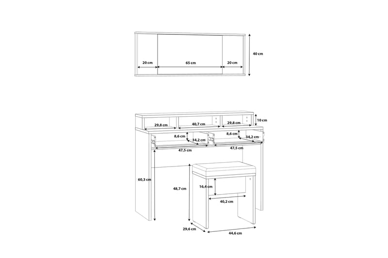 Vergina Sminkbord 110 cm - Brun/Svart - Sminkbord med spegel - Sminkbord & toalettbord