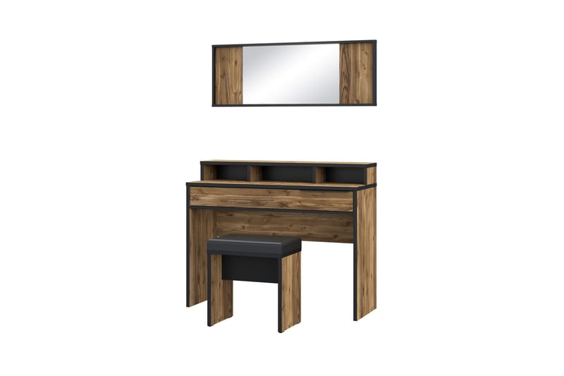 Vergina Sminkbord 110 cm - Brun/Svart - Sminkbord med spegel - Sminkbord & toalettbord