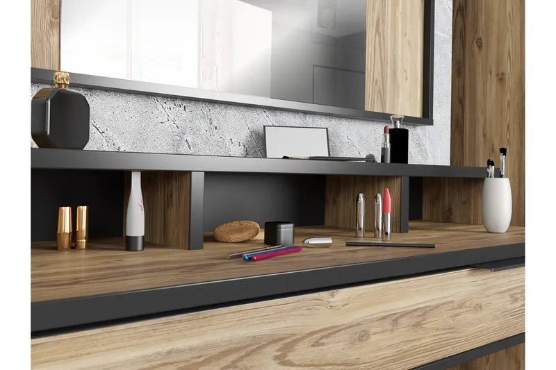 Vergina Sminkbord 110 cm - Brun/Svart - Möbler - Bord & matgrupper - Sminkbord & toalettbord - Sminkbord med spegel