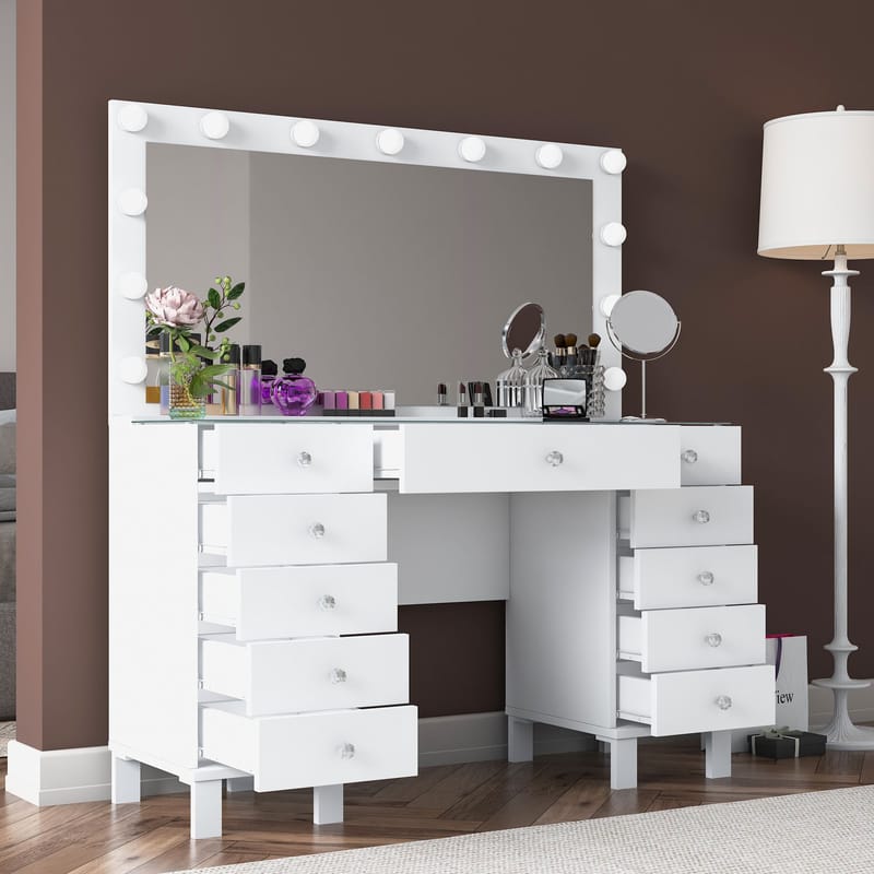 Wonthaggi Sminkbord 120x133,6x40 cm - Vit - Möbler - Bord & matgrupper - Sminkbord & toalettbord