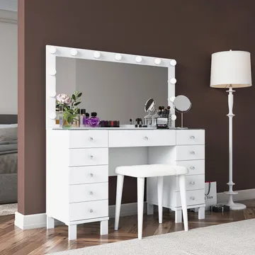 Wonthaggi Sminkbord 120x133,6x40 cm - Vit - Möbler - Bord & matgrupper - Sminkbord & toalettbord