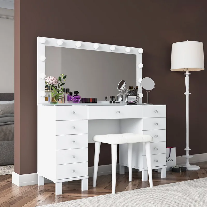 Wonthaggi Sminkbord 120x133,6x40 cm - Vit - Möbler - Bord & matgrupper - Sminkbord & toalettbord