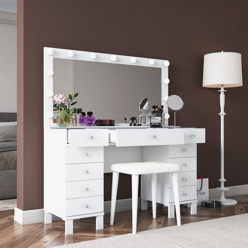 Wonthaggi Sminkbord 120x133,6x40 cm - Vit - Möbler - Bord & matgrupper - Sminkbord & toalettbord