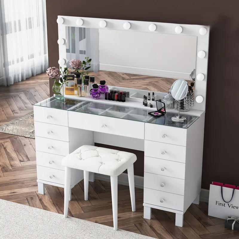 Wonthaggi Sminkbord 120x133,6x40 cm - Vit - Möbler - Bord & matgrupper - Sminkbord & toalettbord