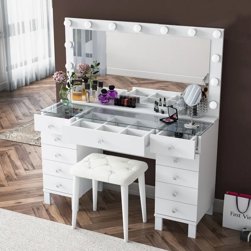 Wonthaggi Sminkbord 120x133,6x40 cm - Vit - Möbler - Bord & matgrupper - Sminkbord & toalettbord