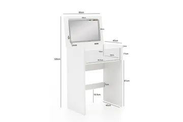 Sminkbord Wohnling Förvaringsutrymme för Osmetic White med spegelpall klassiskt modern - Möbler - Bord & matgrupper - Sminkbord & toalettbord