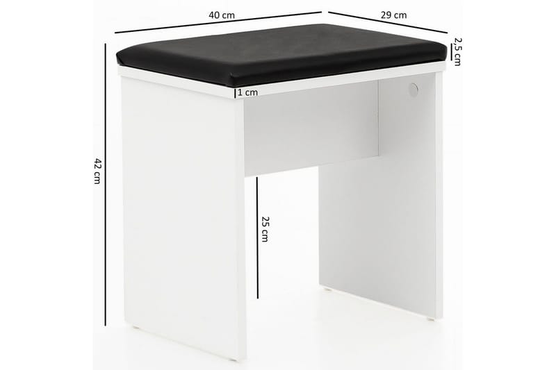 Sminkbord Wohnling Förvaringsutrymme för Osmetic White med spegelpall klassiskt modern - Möbler - Bord & matgrupper - Sminkbord & toalettbord