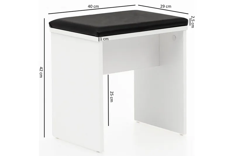 Sminkbord Wohnling Förvaringsutrymme för Osmetic White med spegelpall klassiskt modern - Möbler - Bord & matgrupper - Sminkbord & toalettbord - Sminkbord med spegel