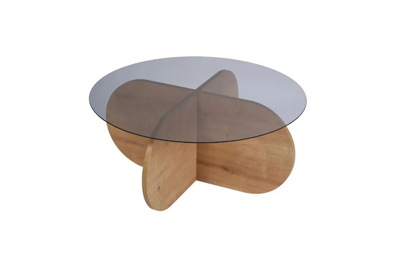 Soffbord Aeris 75 cm med Glasskiva - Safir Ek / Rök - Möbler - Bord & matgrupper - Soffbord