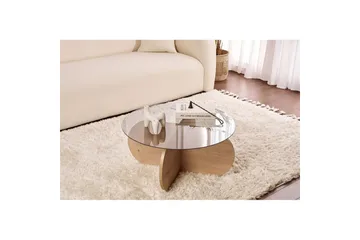 Soffbord Aeris 75 cm med Glasskiva - Safir Ek / Rök - Möbler - Bord & matgrupper - Soffbord