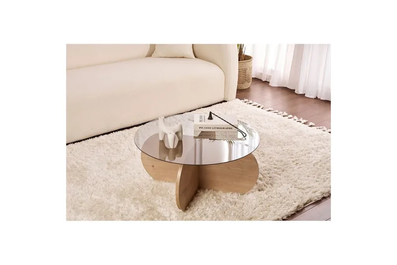 Soffbord Aeris 75 cm med Glasskiva - Safir Ek / Rök - Möbler - Bord & matgrupper - Soffbord