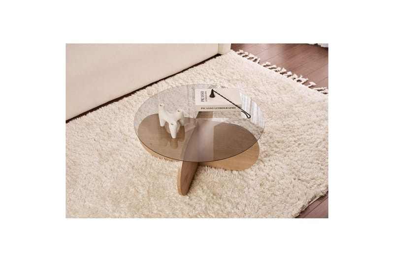 Soffbord Aeris 75 cm med Glasskiva - Safir Ek / Rök - Möbler - Bord & matgrupper - Soffbord