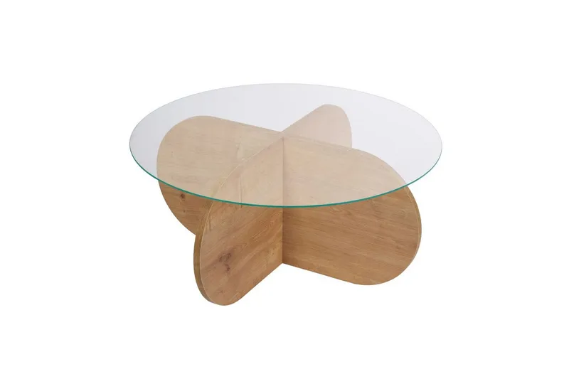 Soffbord Aeris 75 cm med Glasskiva - Safir Ek / Transparent - Möbler - Bord & matgrupper - Soffbord