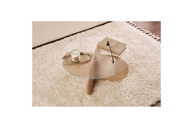 Soffbord Aeris 75 cm med Glasskiva - Safir Ek / Transparent - Möbler - Bord & matgrupper - Soffbord