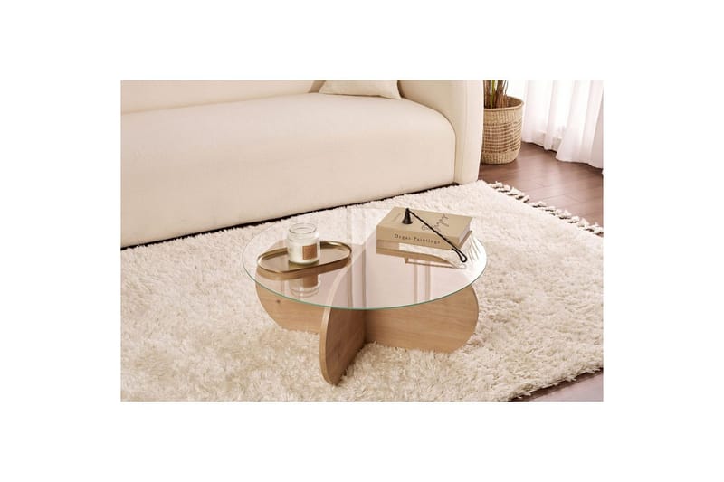 Soffbord Aeris 75 cm med Glasskiva - Safir Ek / Transparent - Möbler - Bord & matgrupper - Soffbord