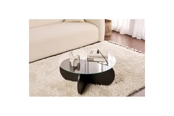 Soffbord Aeris 75 cm med Glasskiva - Trä Svart / Rökt - Möbler - Bord & matgrupper - Soffbord