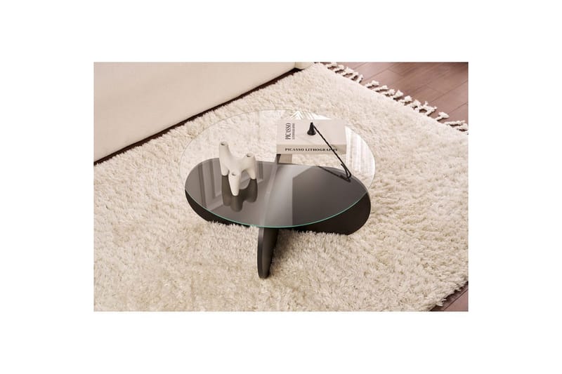 Soffbord Aeris 75 cm med Glasskiva - Trä Svart / Rökt - Möbler - Bord & matgrupper - Soffbord