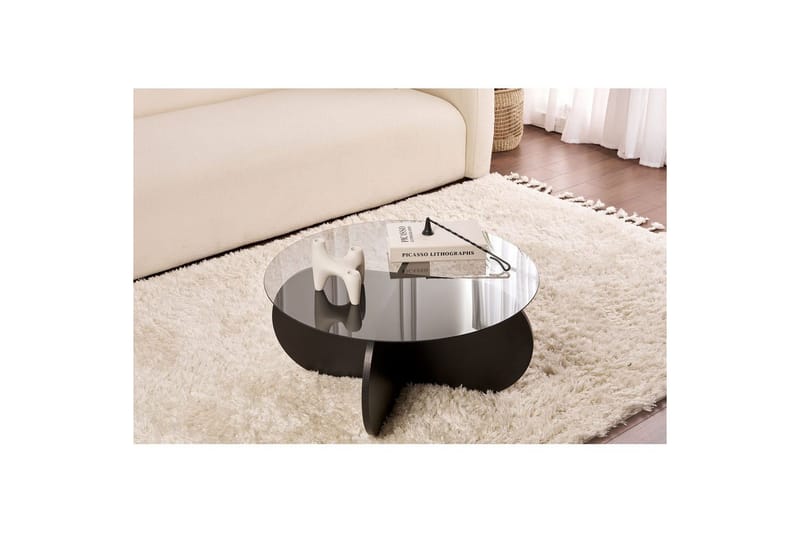 Soffbord Aeris 75 cm med Glasskiva - Trä Svart / Transparent - Möbler - Bord & matgrupper - Soffbord