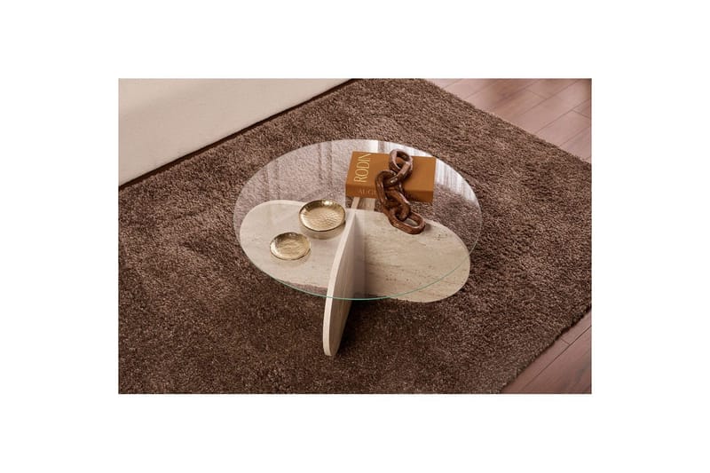 Soffbord Aeris 75 cm med Glasskiva - Travertin / Transparent - Möbler - Bord & matgrupper - Soffbord