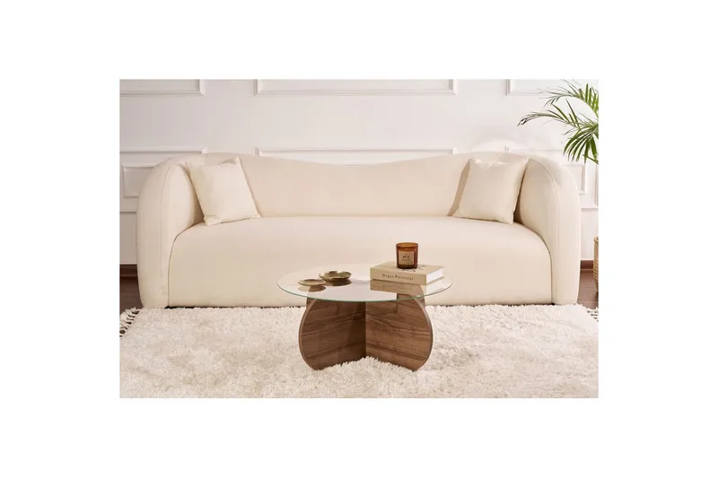 Soffbord Aeris 75 cm med Glasskiva - Valnöt / Transparent - Möbler - Bord & matgrupper - Soffbord