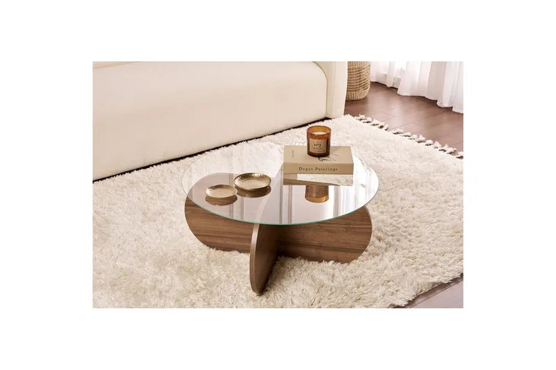 Soffbord Aeris 75 cm med Glasskiva - Valnöt / Transparent - Möbler - Bord & matgrupper - Soffbord