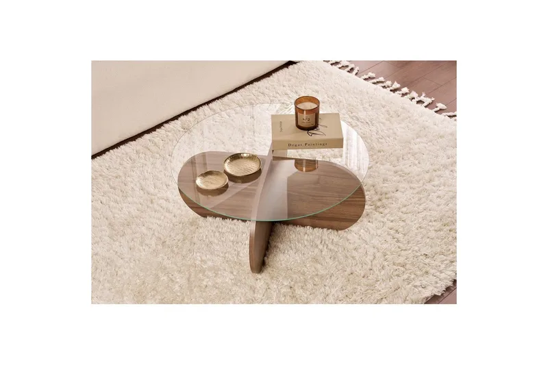 Soffbord Aeris 75 cm med Glasskiva - Valnöt / Transparent - Möbler - Bord & matgrupper - Soffbord