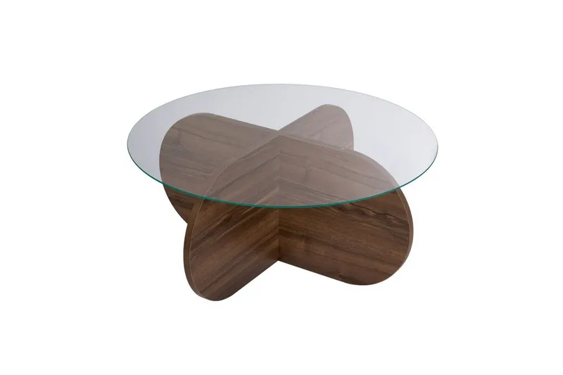 Soffbord Aeris 75 cm med Glasskiva - Valnöt / Transparent - Möbler - Bord & matgrupper - Soffbord