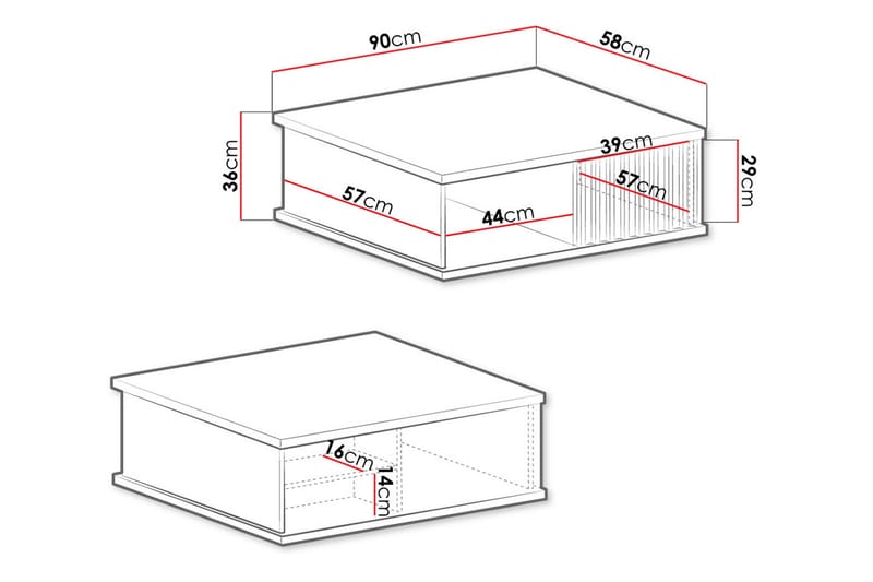 Aldbrough Soffbord 90 cm med Förvaring Hylla + Låda - Trä/Svart - Möbler - Bord & matgrupper - Soffbord