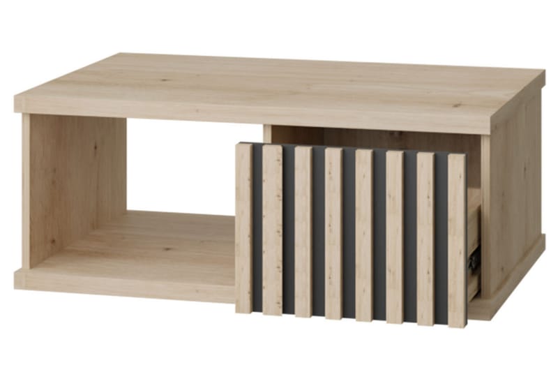 Aldbrough Soffbord 90 cm med Förvaring Hylla + Låda - Trä/Svart - Soffbord