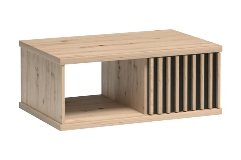 Aldbrough Soffbord 90 cm med Förvaring Hylla + Låda, Trä/Svart