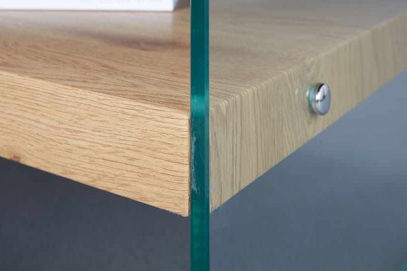 Aldreda Soffbord 110 cm med Förvaring Hylla - Glas/Natur/Brun - Soffbord