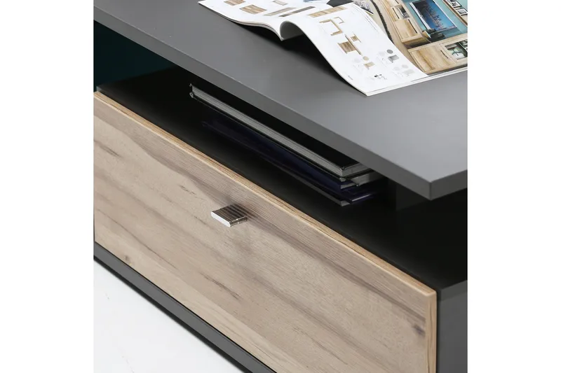 Ameysford Soffbord 120 cm med Förvaring Hylla + Låda - Grå/Brun - Möbler - Bord & matgrupper - Soffbord