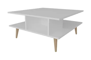 Andifli 89 cm Rektangulärt Soffbord med Hyllor i Målat Trä - Vit - Möbler - Bord & matgrupper - Soffbord
