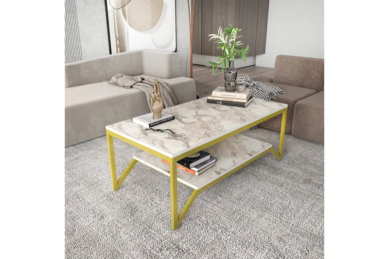 Andifli Soffbord 60x45,8x120 cm - Guld/Vit - Möbler - Bord & matgrupper - Soffbord