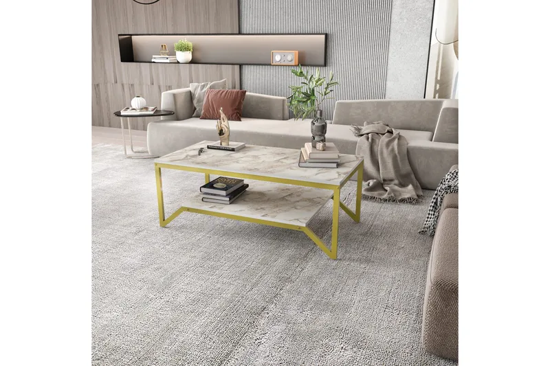 Andifli Soffbord 60x45,8x120 cm - Guld/Vit - Möbler - Bord & matgrupper - Soffbord