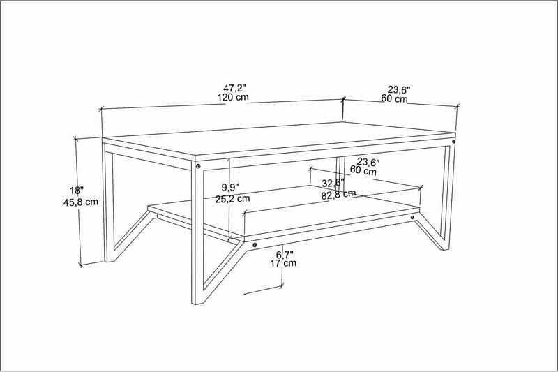 Andifli Soffbord 60x45,8x120 cm - Svart - Soffbord